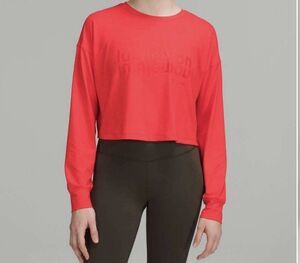 Lululemon Muscle Love Long Sleeve Logo Motif Women Size 4 Cropped Active Top